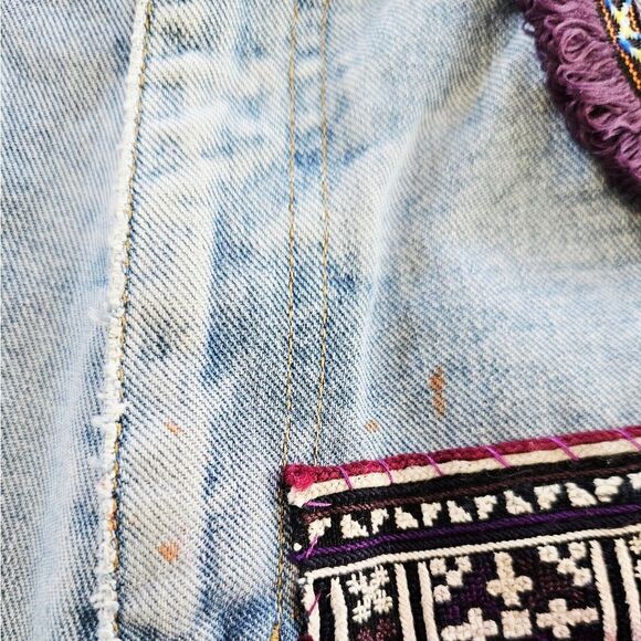 Vintage Reworked Timberland Upcycled Y2K Denim Embroidered Patchwork Skirt 12 - Picture 6 of 15